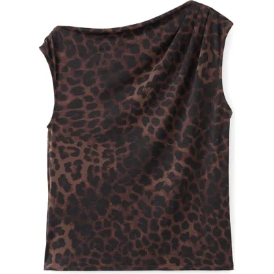 MANGO MANGO LEOPARD PRINT PLEATED TOP