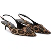 Mango Leopard Print Pointed Toe Slingback Pump In Black