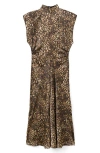Mango Leopard Print Satin Maxi Dress In Multi