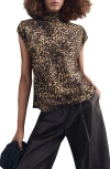 Mango Leopard Print Satin Shirt In Brown