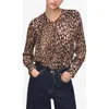 Mango Satin Leopard-print Blouse With Bow Brown In Brown