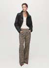 Mango Leopard-print Straight Jeans Brown In Brown