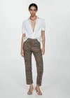 Mango Leopard-print Straight Jeans Brown In Brown