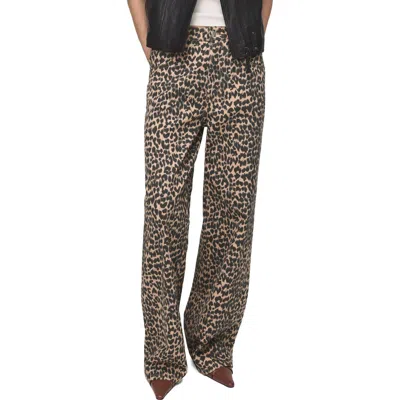 MANGO MANGO LEOPARD PRINT STRAIGHT LEG JEANS