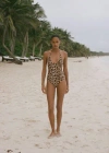 Mango Leopard Print Swimsuit Brown In Marron