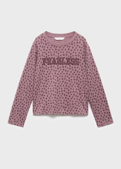 Mango Kids' Leopard-print T-shirt Pink