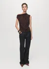 Mango Leopard Top With Asymmetrical Neckline In Brown