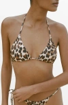Mango Leopard Print Triangle Bikini Top In Animal Print