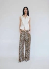 MANGO LEOPARD-PRINT WIDELEG JEANS BEIGE