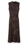 Mango Leopard Sleeveless Maxi Dress In Brown