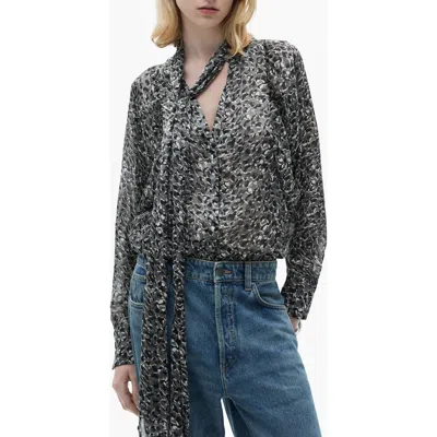 Mango Leopard Top In Black