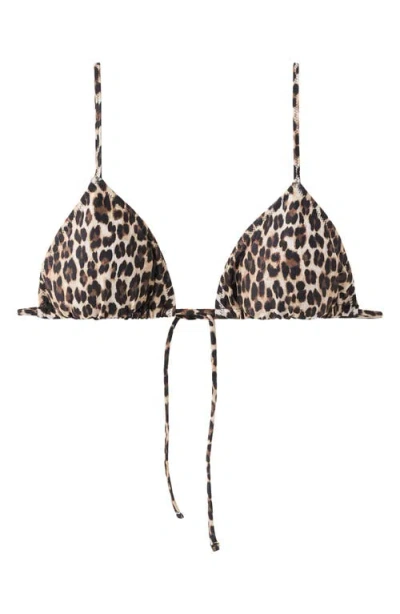 Mango Leopard Triangle Bikini Top In Animal Print