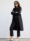 Mango Leopard-print Long Coat In Grey