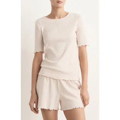 Mango Lettuce Edge Pointelle Cotton Sleep T-shirt In Multi