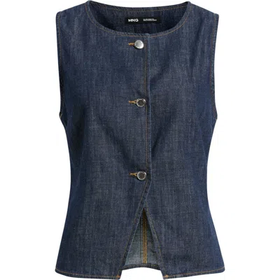 Mango Lia Denim Cutaway Vest In Blue