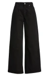 Mango Libra Embellished Wide Leg Jeans In Black