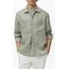 Mango Lightweight Linen Overshirt In Green