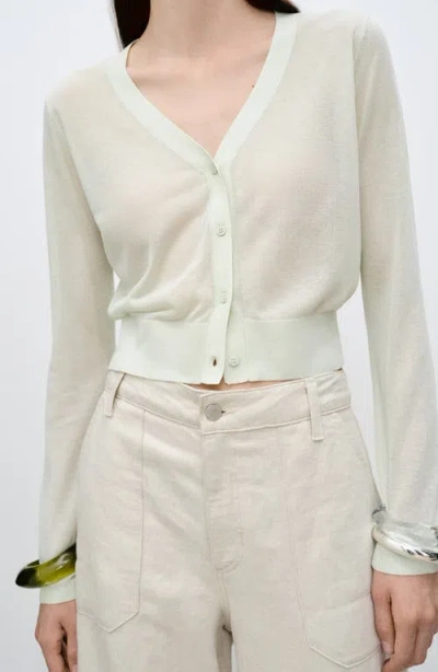Mango Lightweight V-neck Cardigan In Aqua Green