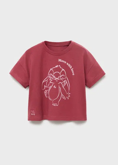 Mango Kids' Lilo And Stitch T-shirt Maroon In Pink
