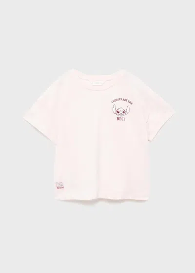 Mango Kids' Lilo And Stitch T-shirt Pink