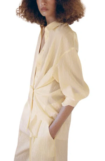 Mango Limonce Side Tie Button-up Shirt In Yellow