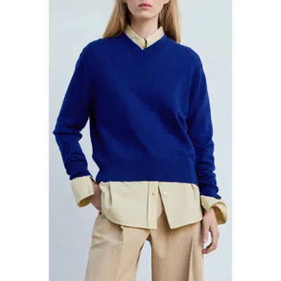 Mango Limoni V-neck Sweater In Blue