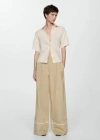 Mango Short Sleeve Linen-blend Shirt Sand In Sable