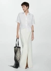 Mango Short Sleeve Linen-blend Shirt White In Blanc