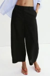 Mango Linen Balloon Pants In Black