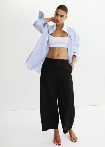 Mango Linen Balloon Pants In Animal Print