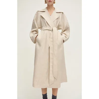 Mango Linen Belted Trench Coat