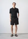 Mango Linen Bermuda Shorts With Drawstring Detail In Black