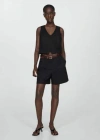 Mango Bermuda Lin Pinces In Noir