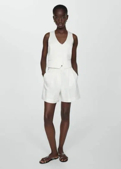 Mango Bermuda Lin Pinces In White
