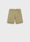 Mango Linen-blend Bermuda Shorts Khaki In Green