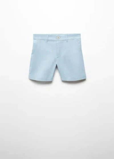 Mango Kids' Linen-blend Bermuda Shorts Sky Blue