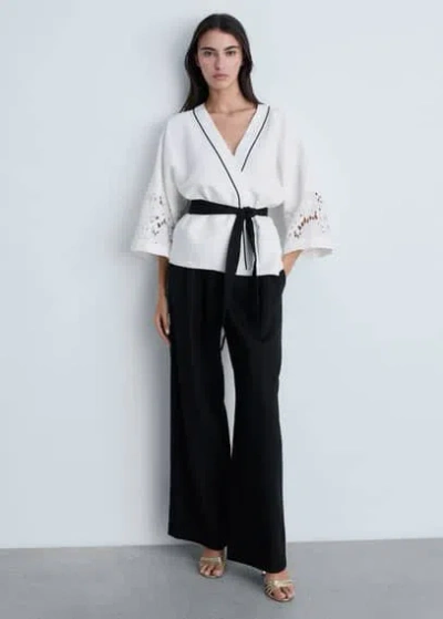 Mango Caftan Blanc - Femme - Xs-s -