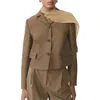Mango Linen Blend Crop Jacket In Brown