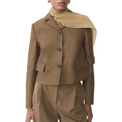 MANGO MANGO LINEN BLEND CROP JACKET