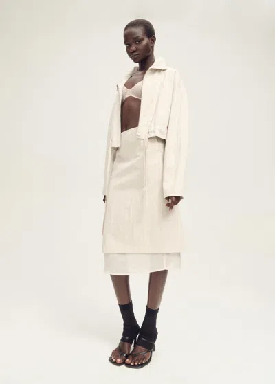 Mango Linen Blend Crop Jacket In Light/pastel Grey
