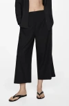 MANGO MANGO LINEN BLEND CROP WIDE LEG PANTS