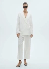 Mango Linen-blend Culotte Suit Trousers White In White