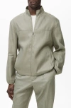 Mango Linen Blend Jacket In Gray