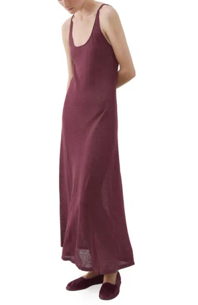 Mango Linen Blend Midi Dress In Purple