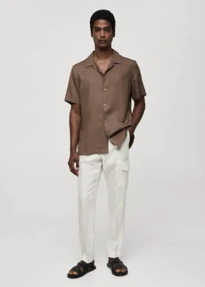 Mango Linen-blend Trousers With Pockets Off White In Blanc Cassé
