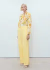 Mango Linen-blend Pleated Trousers Yellow In Yellow