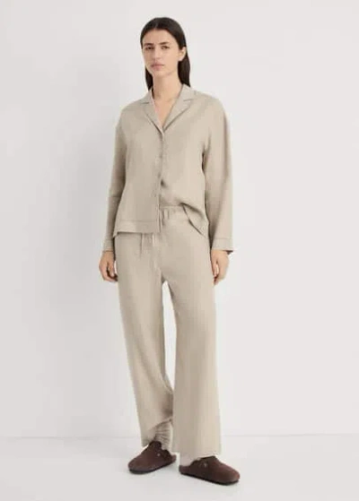 Mango Linen-blend Shirt Sand