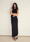 Mango Linen Blend Straight Skirt Black