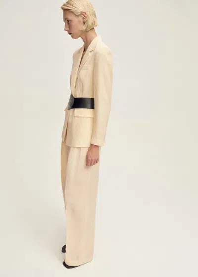Mango Straight-fit Linen-blend Suit Trousers Vanilla