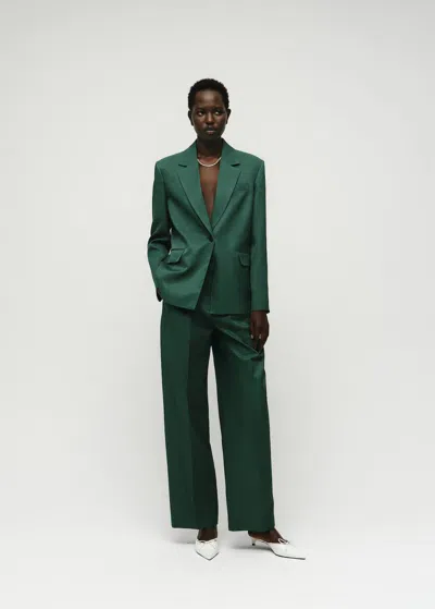 Mango Blazer Costume Lin Mélangé Vert - Femme - Xxl -  In Green